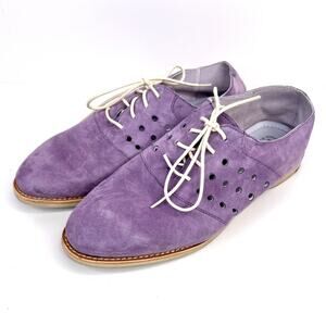 JOHNSTON & MURPHY Size 7 Purple Suede Lace Up Oxford Shoes with Cutouts